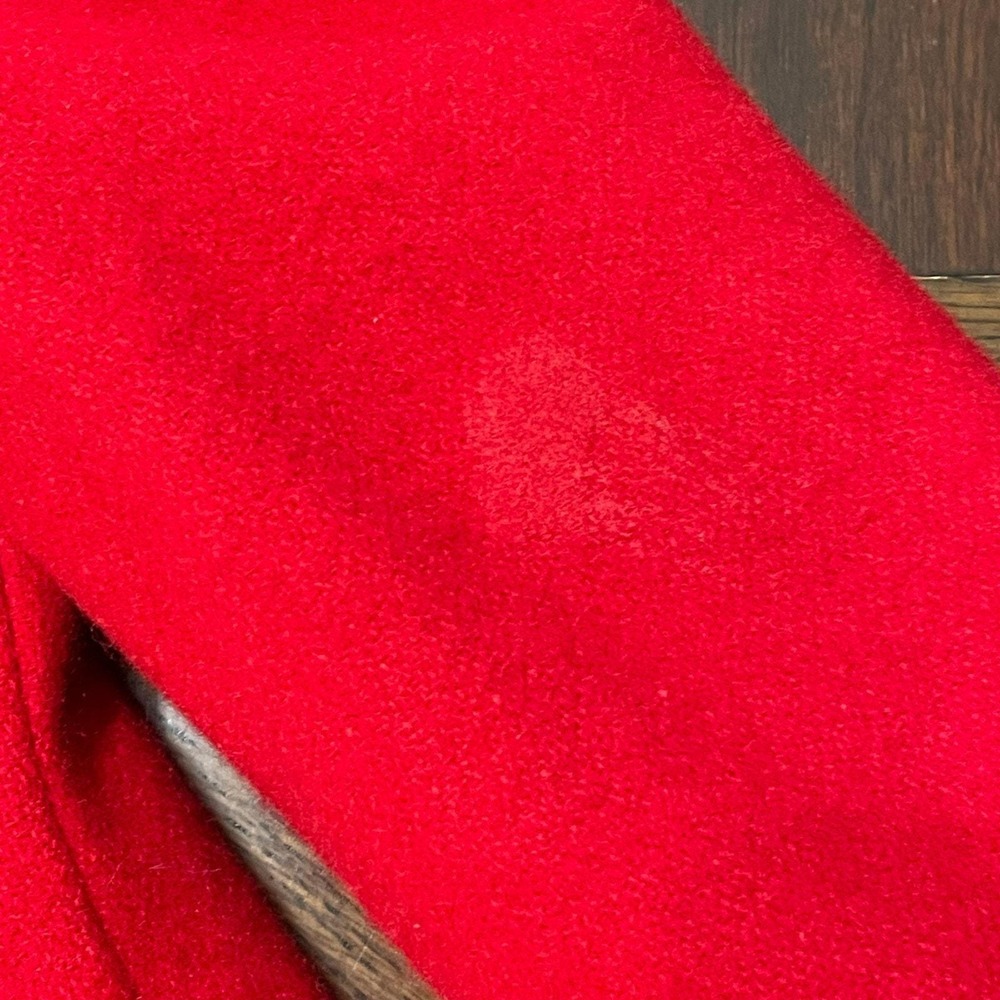 Vintage Rothschild Red Children's Wool Coat Black Trim Buttons Girl Size 5 READ - Picture 9 of 11
